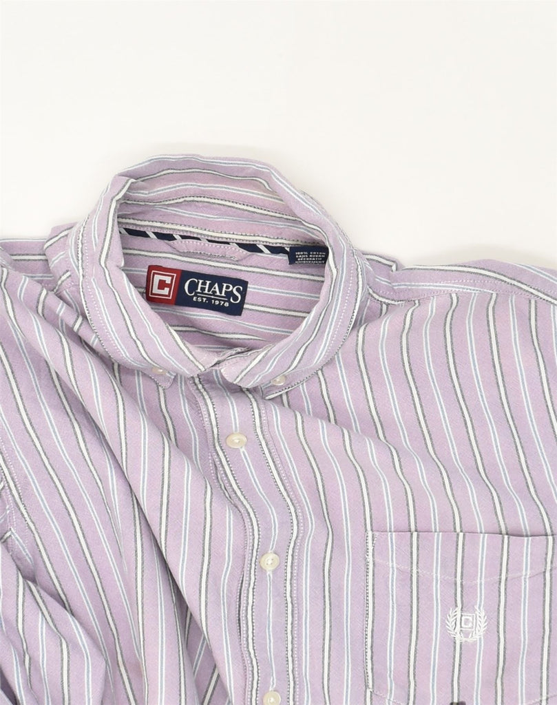 CHAPS Mens Shirt Large Purple Striped Cotton | Vintage Chaps | Thrift | Second-Hand Chaps | Used Clothing | Messina Hembry 