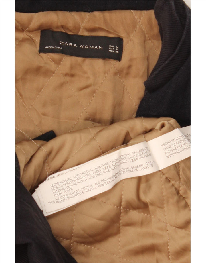 Zara Womens Windbreaker Coat UK 14 Medium Navy Blue Cotton