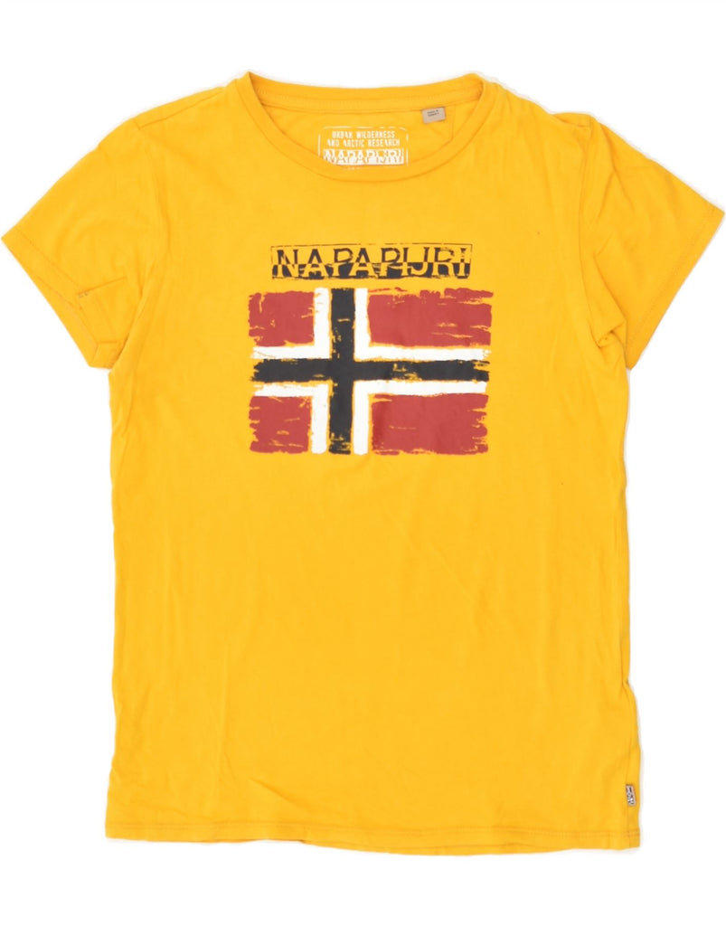 NAPAPIJRI Boys Graphic T-Shirt Top 9-10 Years Yellow Cotton | Vintage Napapijri | Thrift | Second-Hand Napapijri | Used Clothing | Messina Hembry 