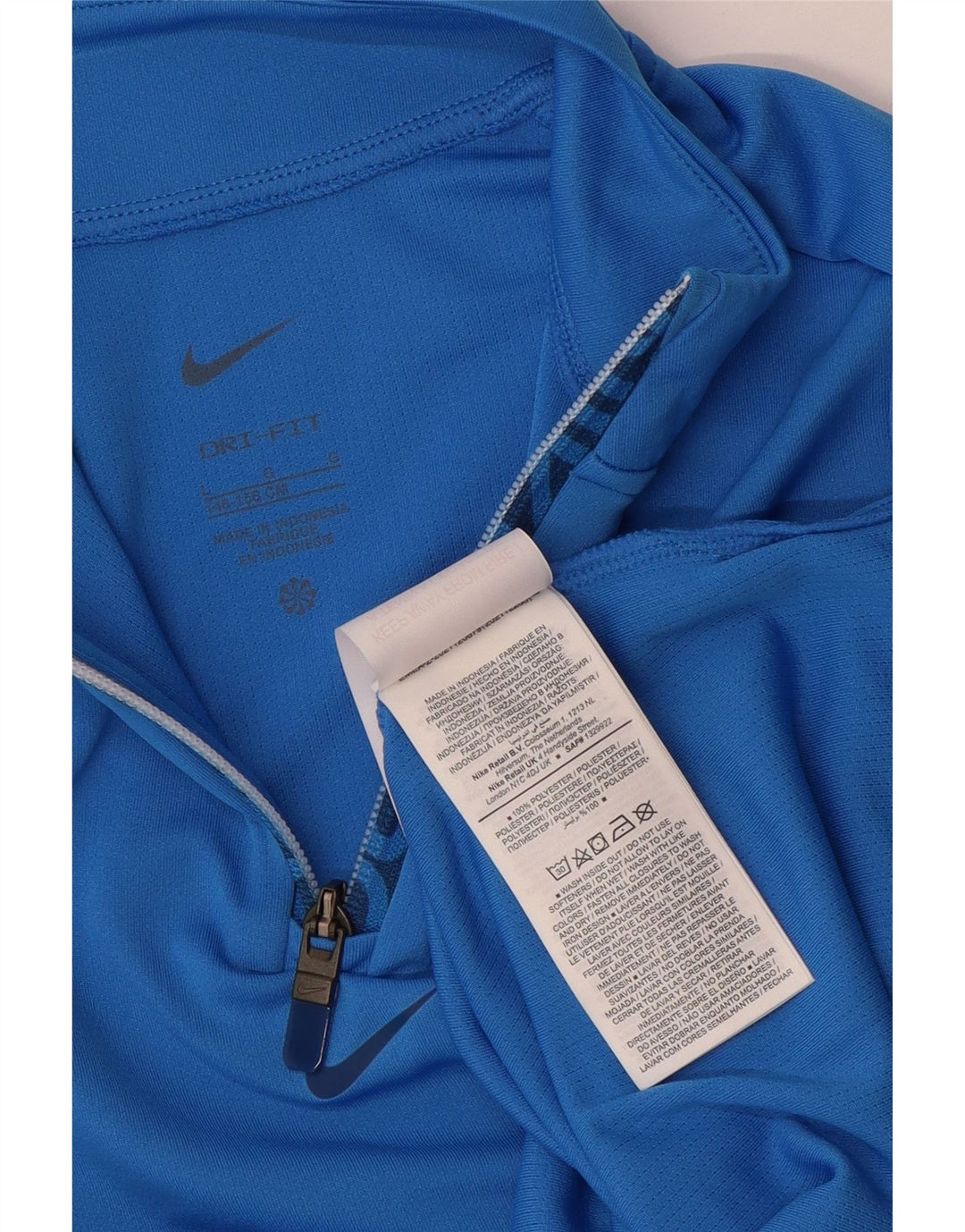 Nike Girls Dri Fit Zip Neck Pullover Tracksuit Top 12-13 Years Large Blue