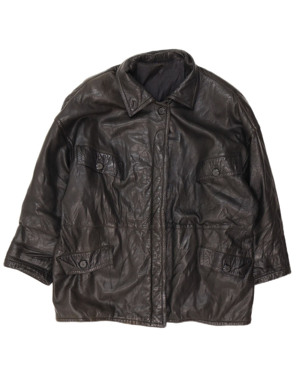Vintage Womens Leather Jacket UK 18 XL Black