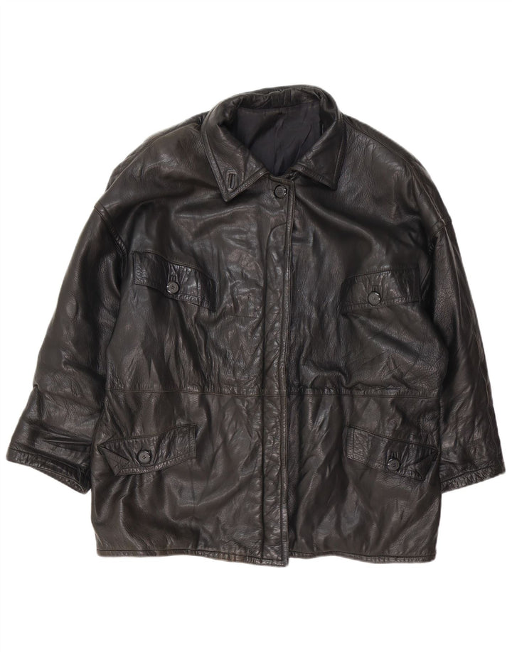 Vintage Womens Leather Jacket UK 18 XL Black