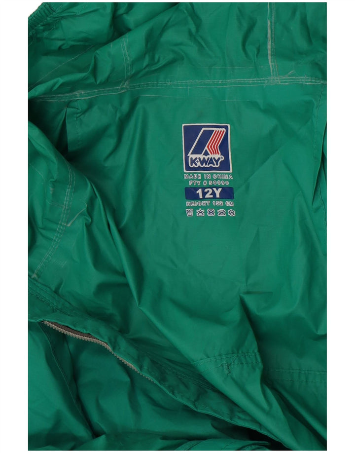 K-Way Girls Hooded Rain Jacket 11-12 Years Green
