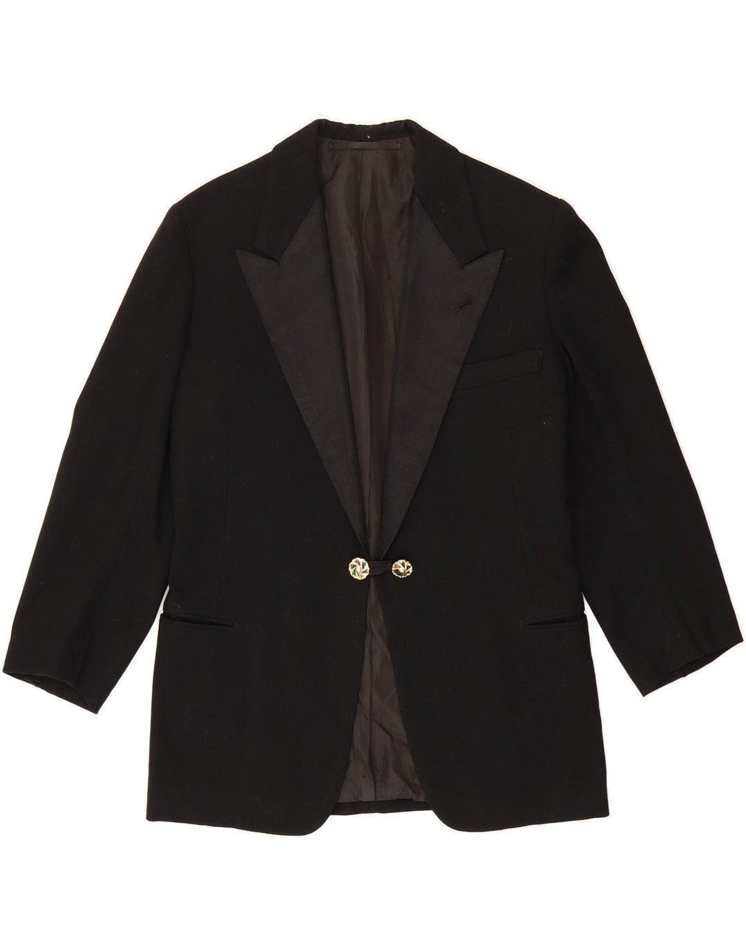 VINTAGE Womens 1 Button Blazer Jacket UK 14 Medium Black Vintage Vintage and Second-Hand Vintage from Messina Hembry 