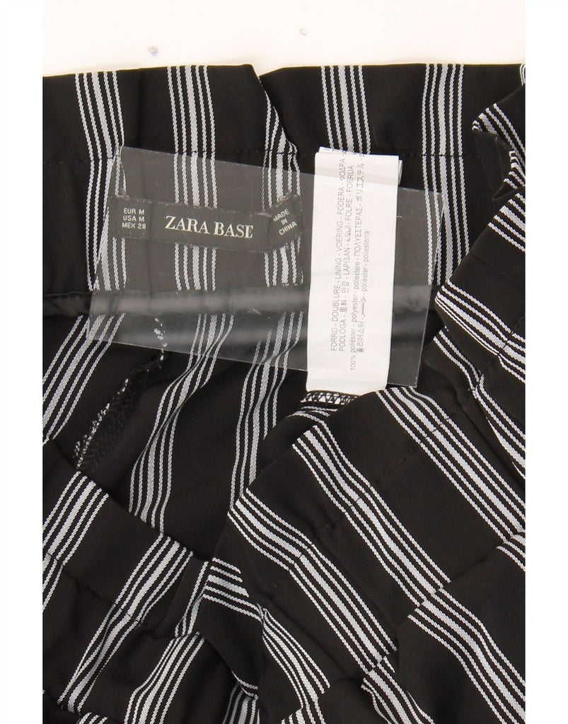 ZARA Womens Straight Cropped Trousers UK 12 Medium W30 L24 Black Striped Vintage Zara and Second-Hand Zara from Messina Hembry 
