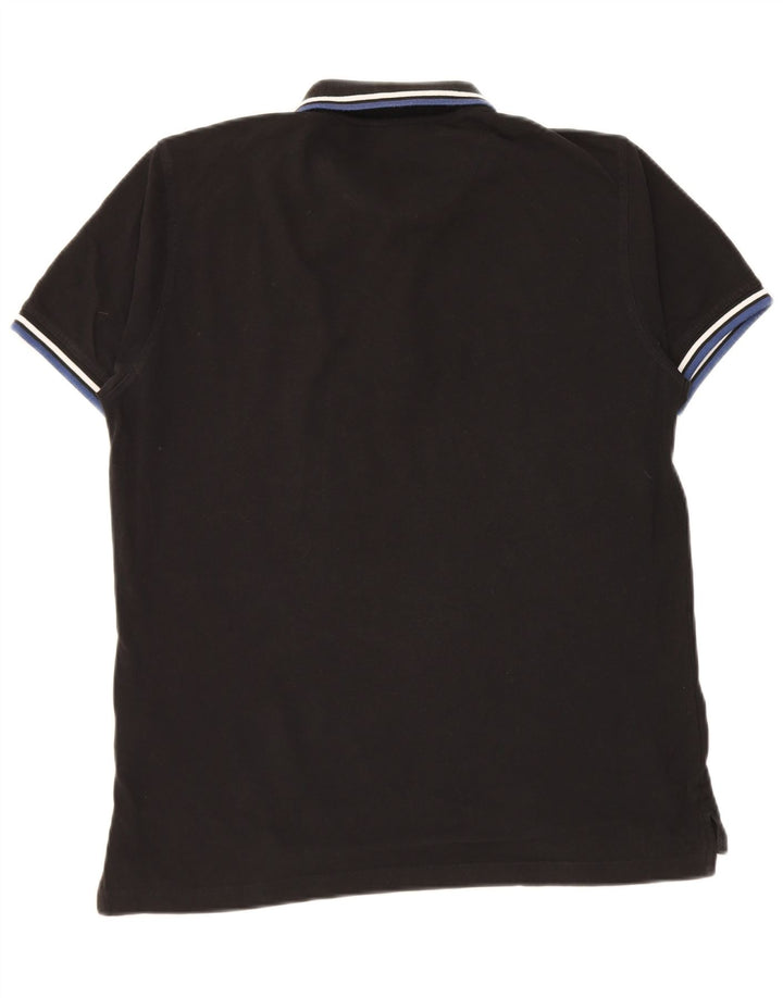 Pierre Cardin Mens Regular Fit Polo Shirt Medium Black Striped Cotton