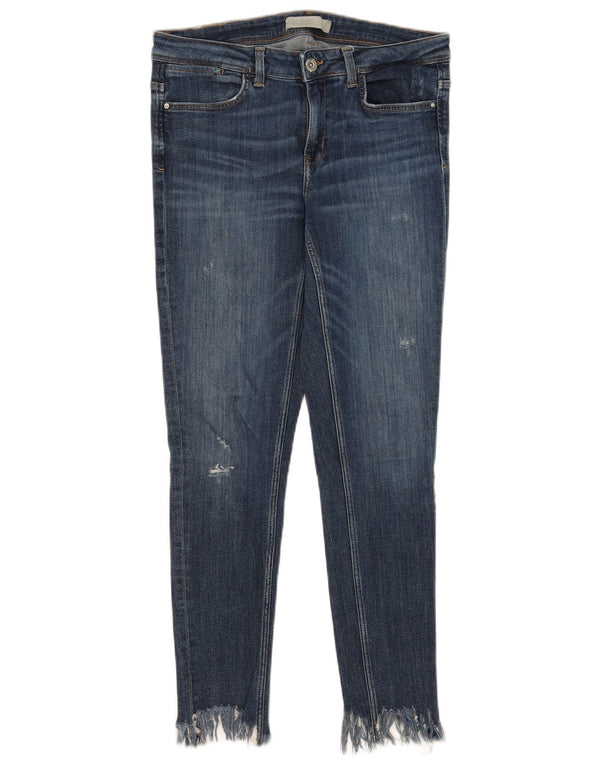 Zara Womens Distressed Skinny Jeans EU 38 Small W28 L27 Blue