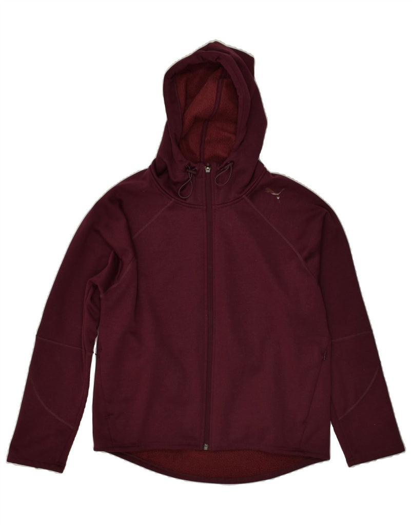 PUMA Womens Zip Hoodie Sweater UK 10 Small Burgundy Polyester | Vintage Puma | Thrift | Second-Hand Puma | Used Clothing | Messina Hembry 