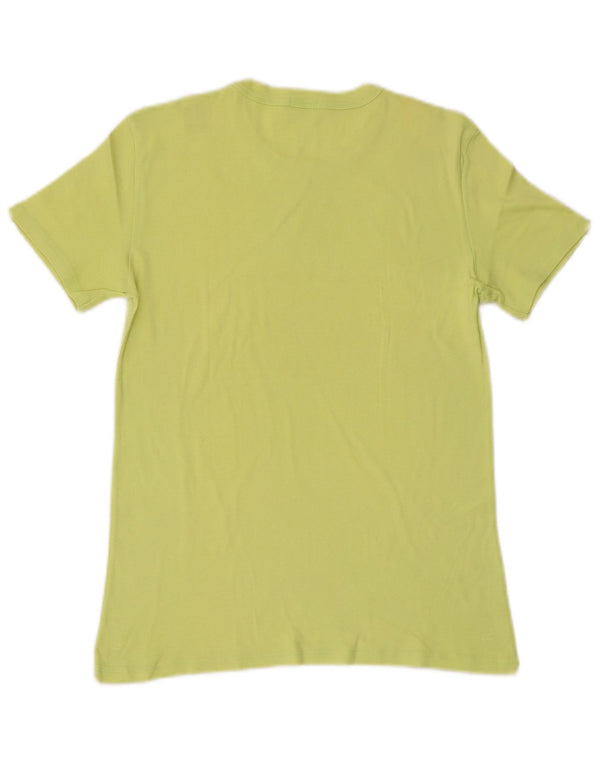 Benetton Womens Graphic T-Shirt Top UK 12 Medium Green Cotton