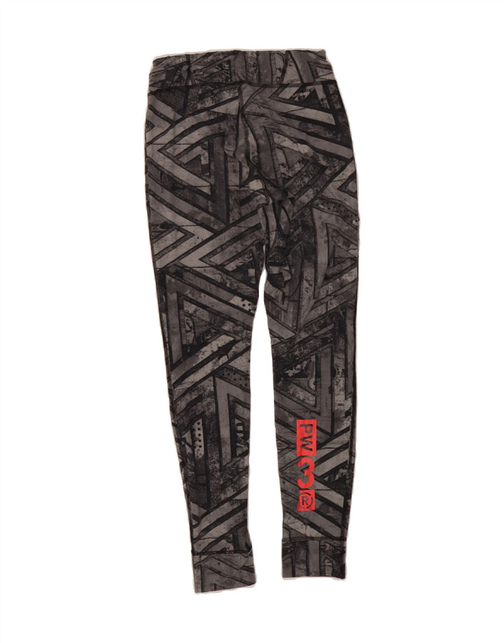 REEBOK Womens Graphic Leggings UK 4/6 XS  Grey Geometric Polyester Vintage Reebok and Second-Hand Reebok from Messina Hembry 