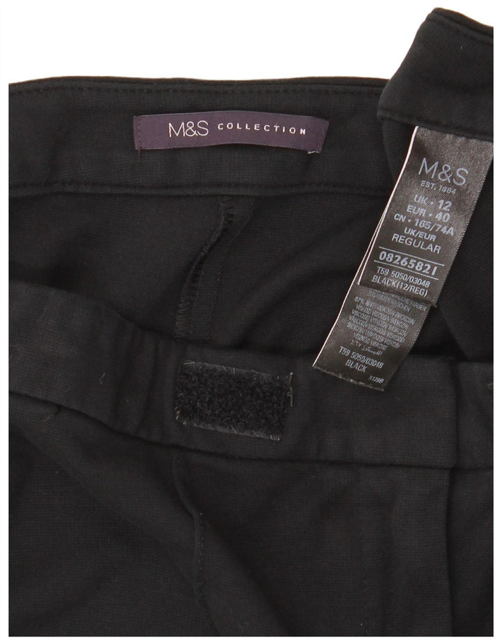 Marks & Spencer Womens Slim Casual Trousers UK 12 Medium W32 L30 Black