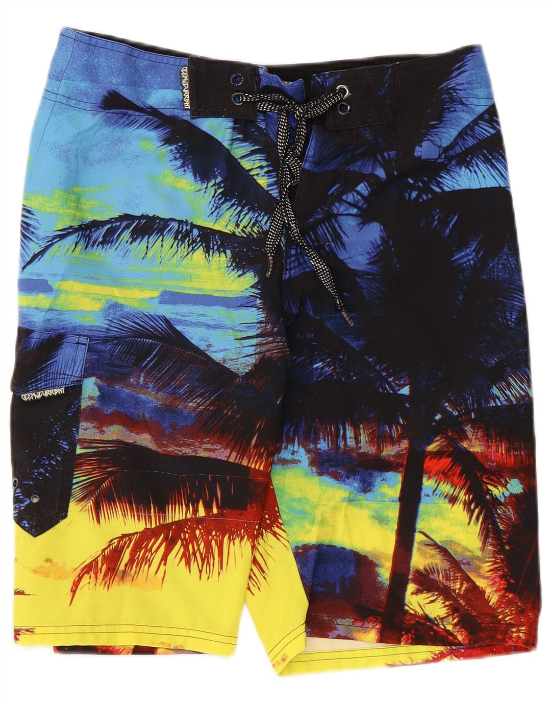 Vintage Mens Swimming Shorts Small  Multicoloured Colourblock Hawaiian
