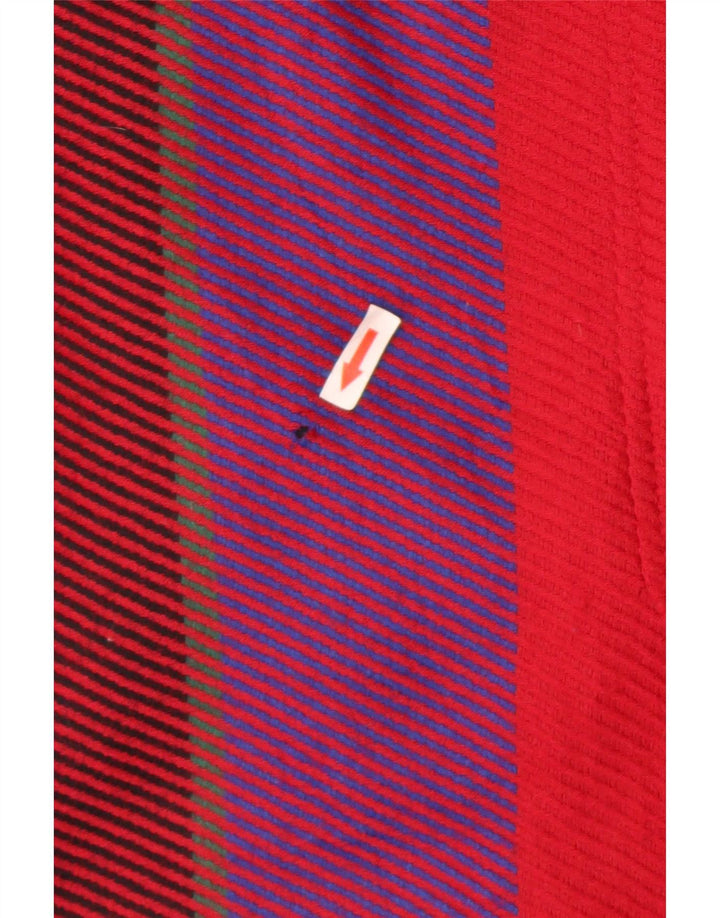 Roccobarocco Womens Oversized Overcoat UK 10 Small Red Striped Wool