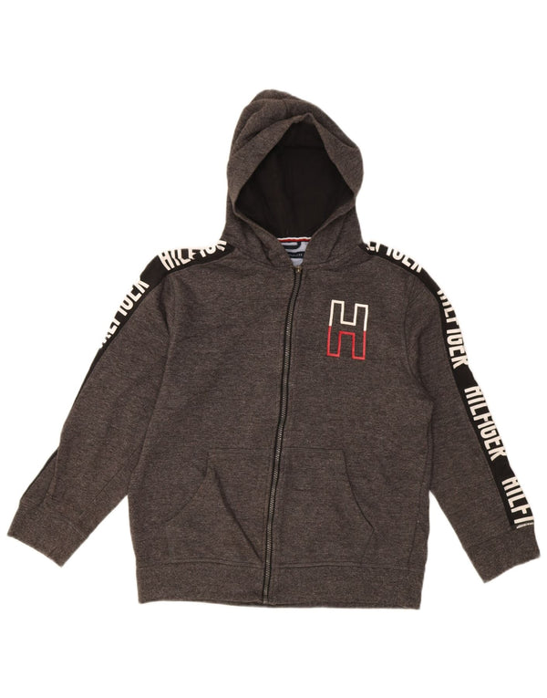 Tommy Hilfiger Girls Zip Hoodie Sweater 15-16 Years Large Grey Colourblock