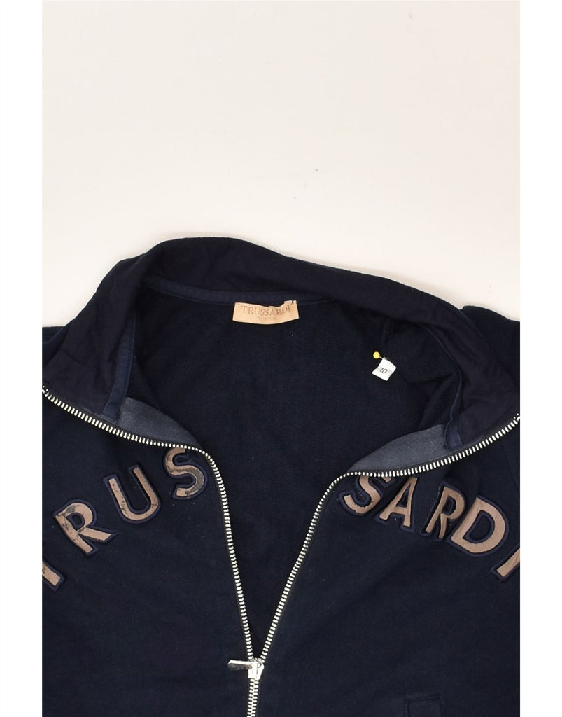 TRUSSARDI JUNIOR Boys Graphic Tracksuit Top Jacket 9-10 Years Navy Blue | Vintage Trussardi Junior | Thrift | Second-Hand Trussardi Junior | Used Clothing | Messina Hembry 