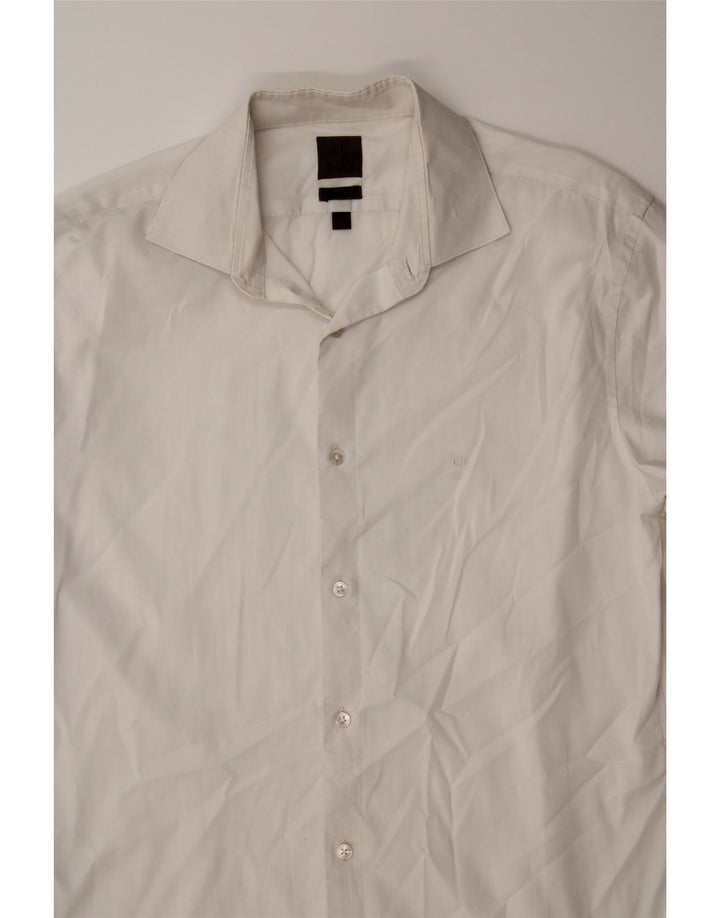 CALVIN KLEIN Mens Slim Fit Shirt Size 39 15 Medium White Cotton Vintage Calvin Klein and Second-Hand Calvin Klein from Messina Hembry 
