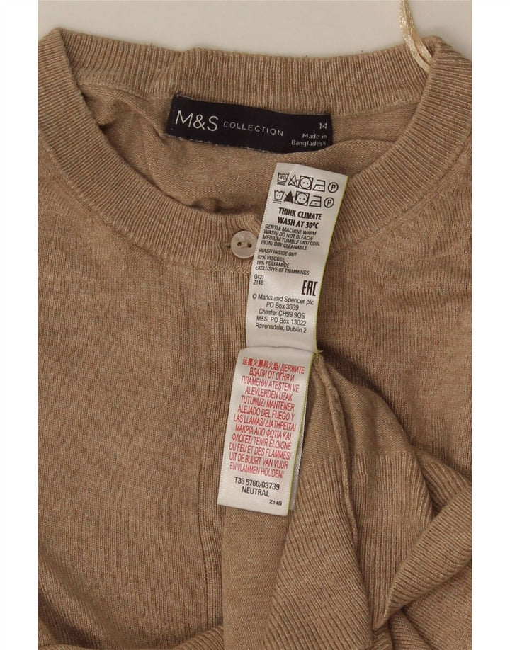 Marks & Spencer Womens Crop Cardigan Sweater UK 14 Medium Beige Viscose