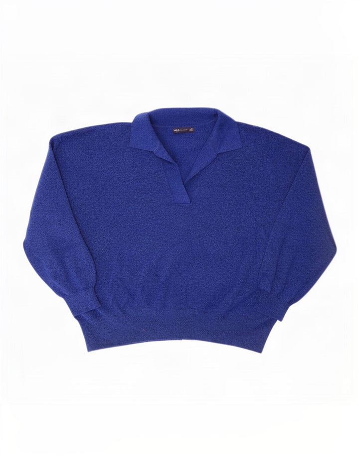 Marks & Spencer Mens Polo Neck Jumper Sweater XL Blue Polyester