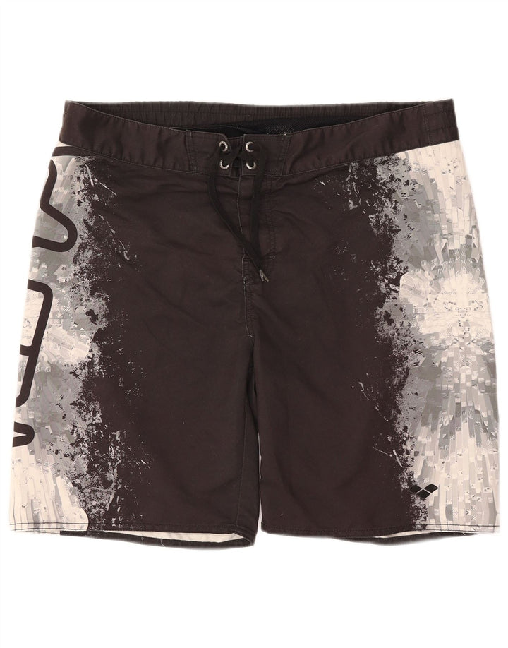 ARENA Mens Graphic Swimming Shorts Medium Black Colourblock Polyester