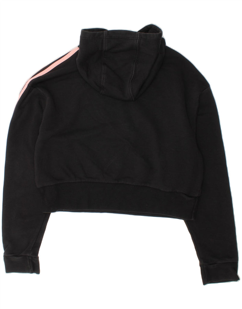 ADIDAS Girls Crop Graphic Hoodie Jumper 12-13 Years Black Cotton Vintage Adidas and Second-Hand Adidas from Messina Hembry 