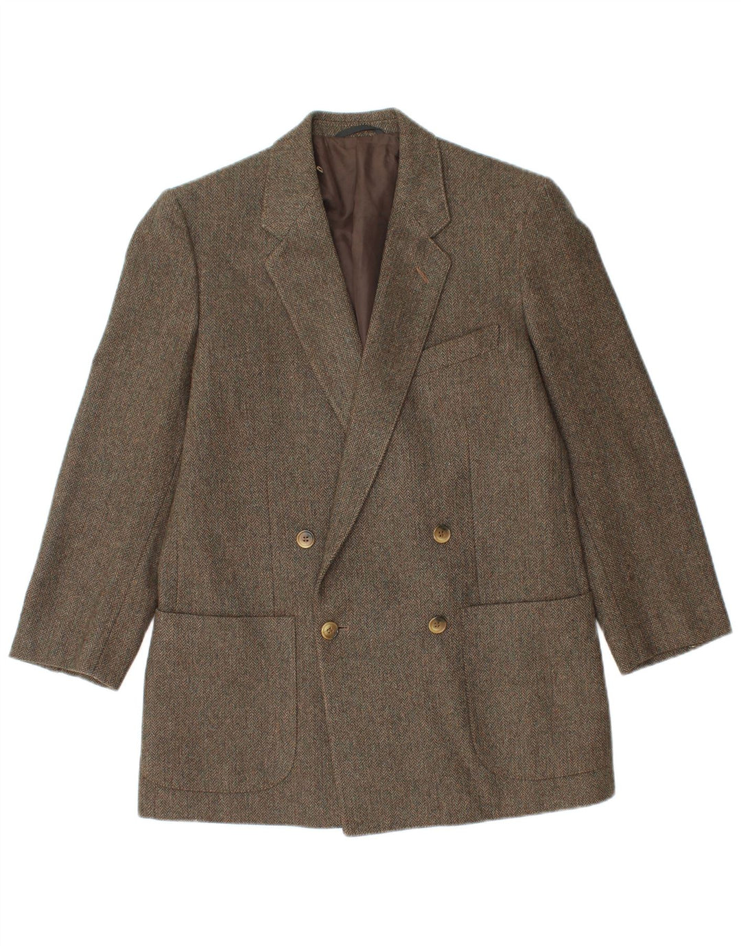 Vintage Mens Double Breasted Blazer Jacket IT 48 Medium Green Herringbone