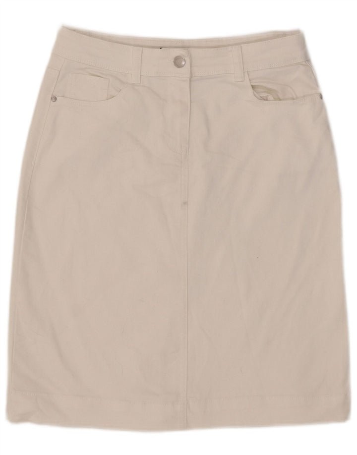 M&Co Womens Denim Skirt UK 10 Small W30 White Cotton