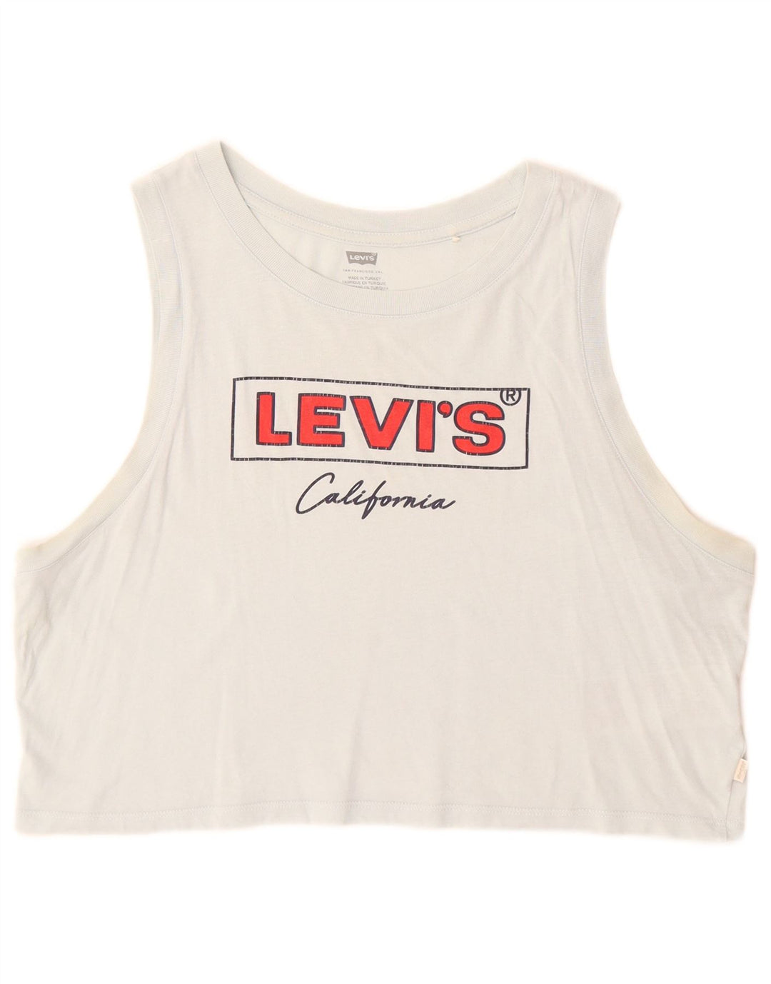 Levi's Womens Crop Graphic Vest Top UK 16 Large Blue Cotton