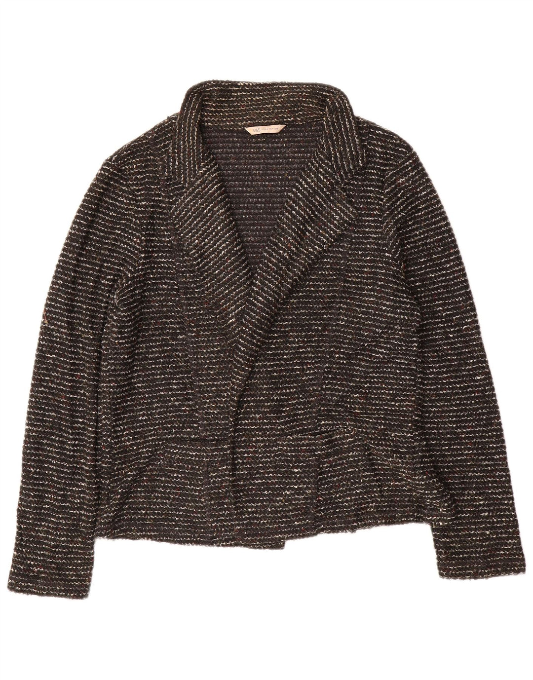 Marks & Spencer Womens Open Cardigan Sweater UK 20 2XL Black Flecked