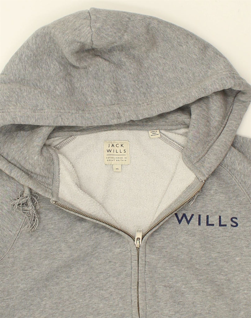 JACK WILLS Mens Graphic Zip Hoodie Sweater XS Grey Cotton | Vintage Jack Wills | Thrift | Second-Hand Jack Wills | Used Clothing | Messina Hembry 