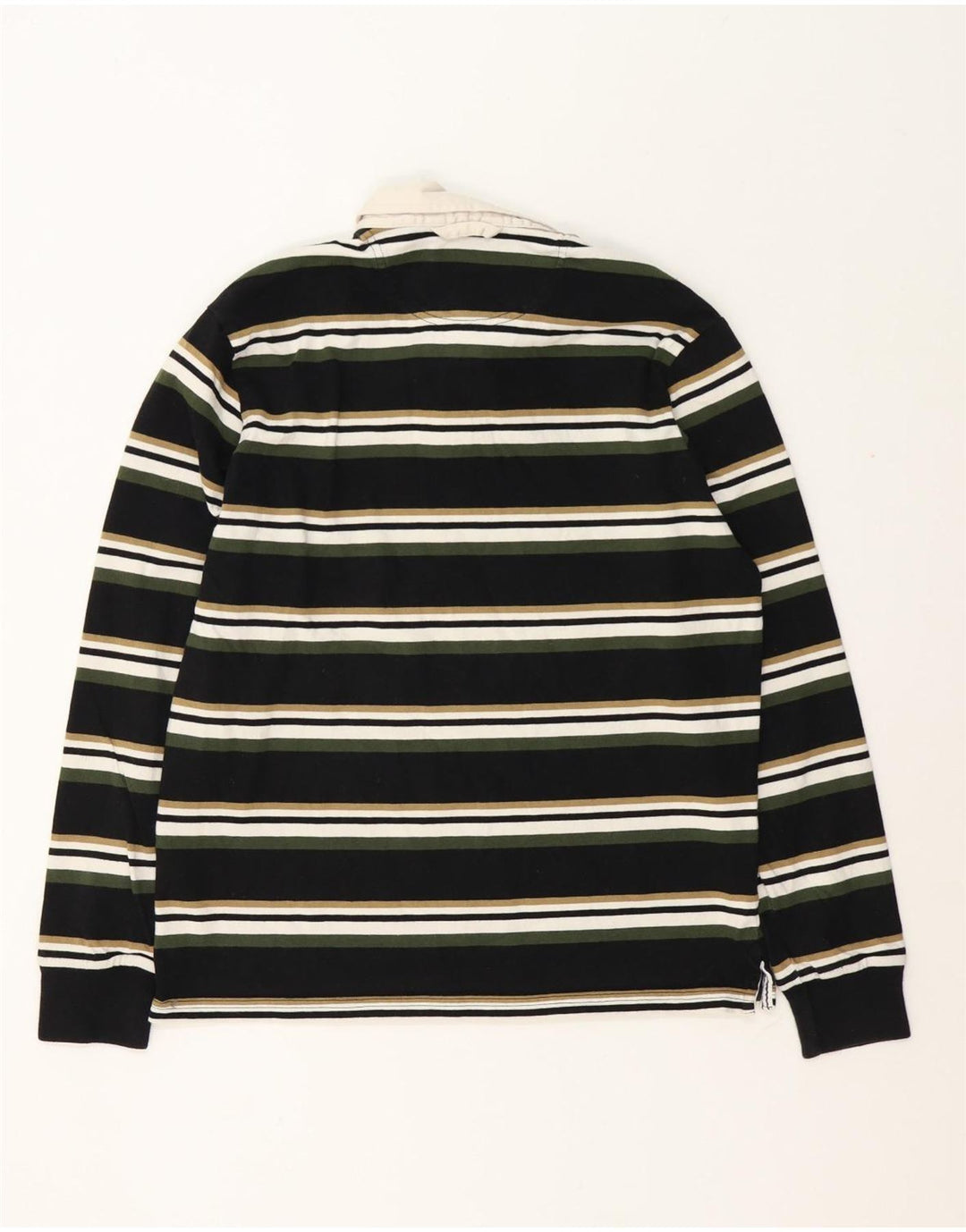 Marks & Spencer Mens Long Sleeve Rugby Polo Shirt Medium Black Striped