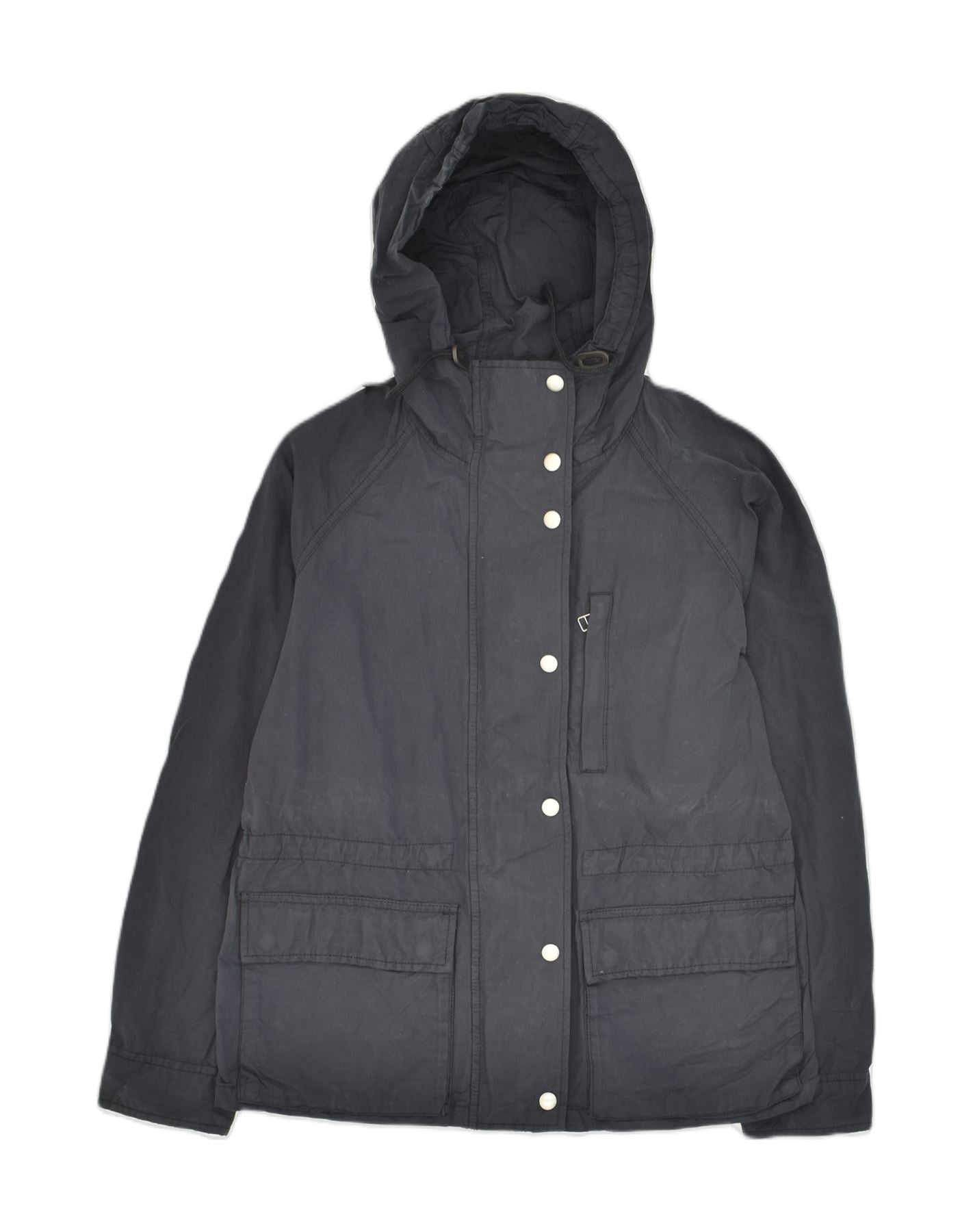 GAP Womens Hooded Rain Jacket UK 14 Medium Navy Blue Cotton
