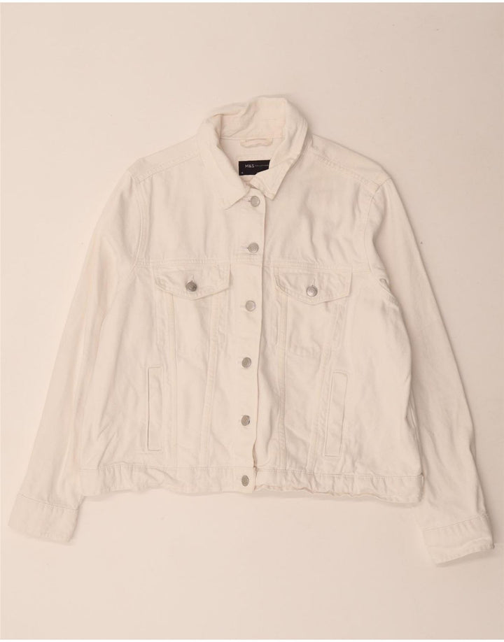 Marks & Spencer Womens Denim Jacket UK 18 XL White Cotton