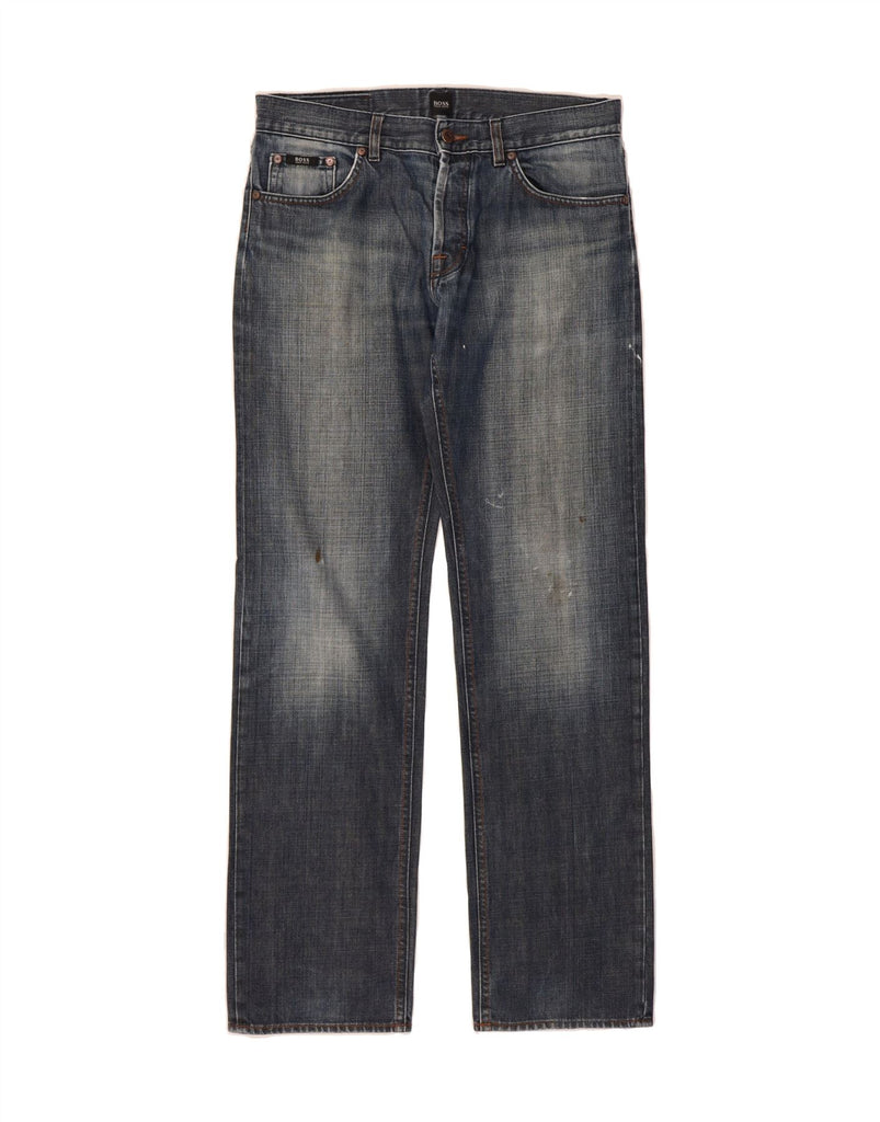 HUGO BOSS Mens Straight Jeans W33 L34 Blue Cotton Vintage Hugo Boss and Second-Hand Hugo Boss from Messina Hembry 