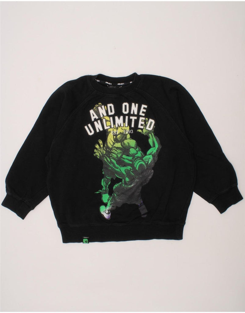 AND1 Boys Graphic Sweatshirt Jumper 7-8 Years Black Cotton Vintage And1 and Second-Hand And1 from Messina Hembry 