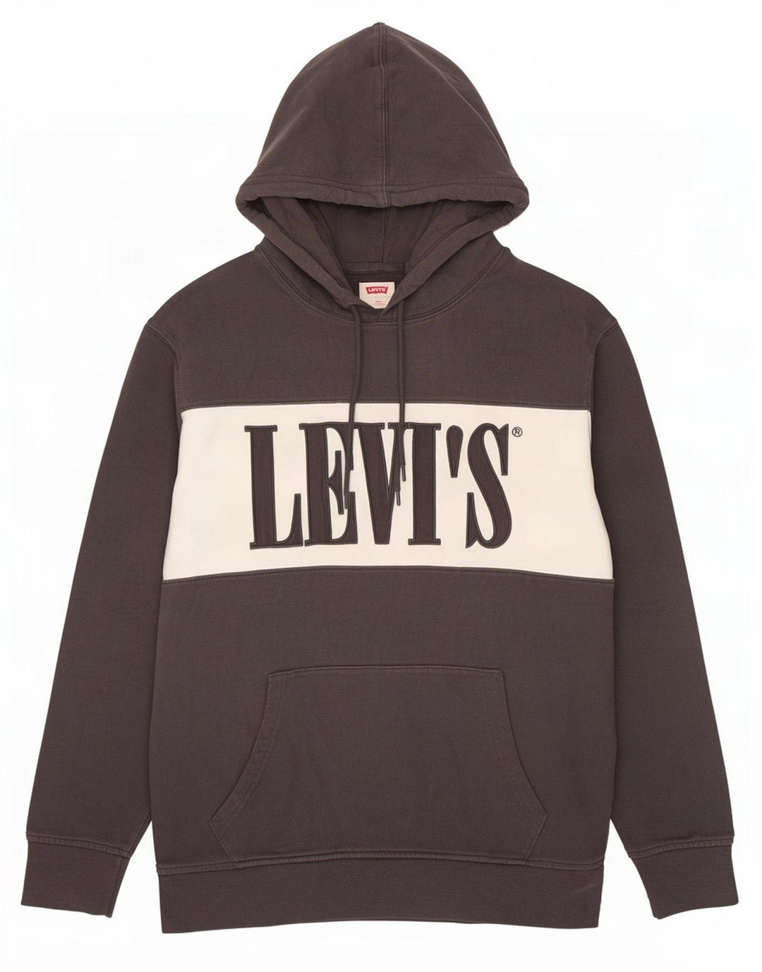Levi's Mens Graphic Hoodie Jumper Medium Grey Colourblock Cotton