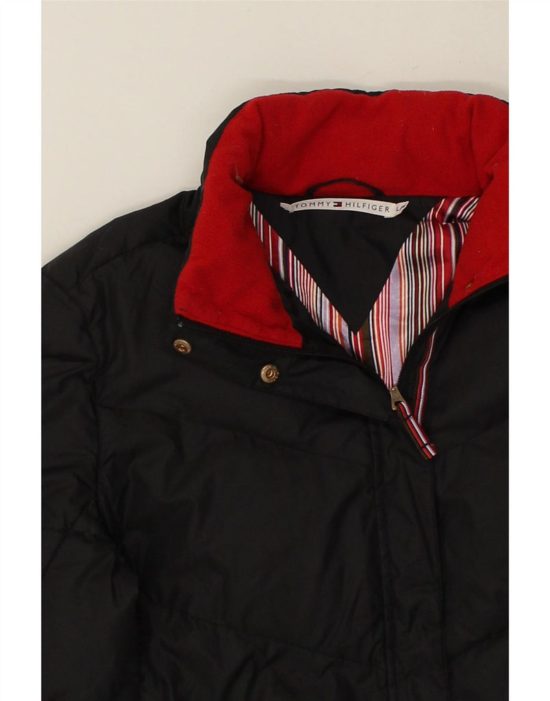 TOMMY HILFIGER Womens Hooded Padded Jacket UK 16 Large Black Vintage Tommy Hilfiger and Second-Hand Tommy Hilfiger from Messina Hembry 