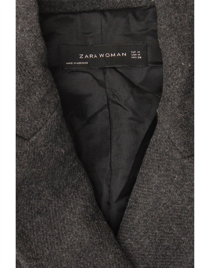 ZARA Womens Double Breasted Coat UK 12 Medium Grey