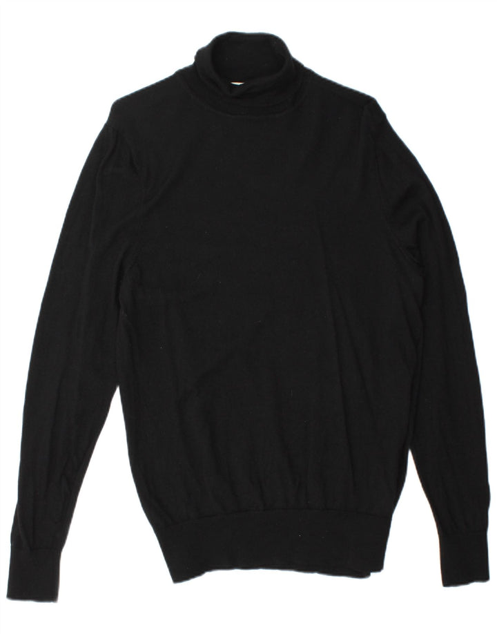 John Lewis Mens Roll Neck Jumper Sweater Medium Black Wool