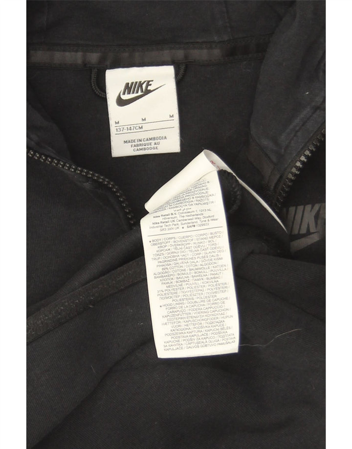 Nike Boys Zip Hoodie Sweater 10-11 Years Medium Black Cotton