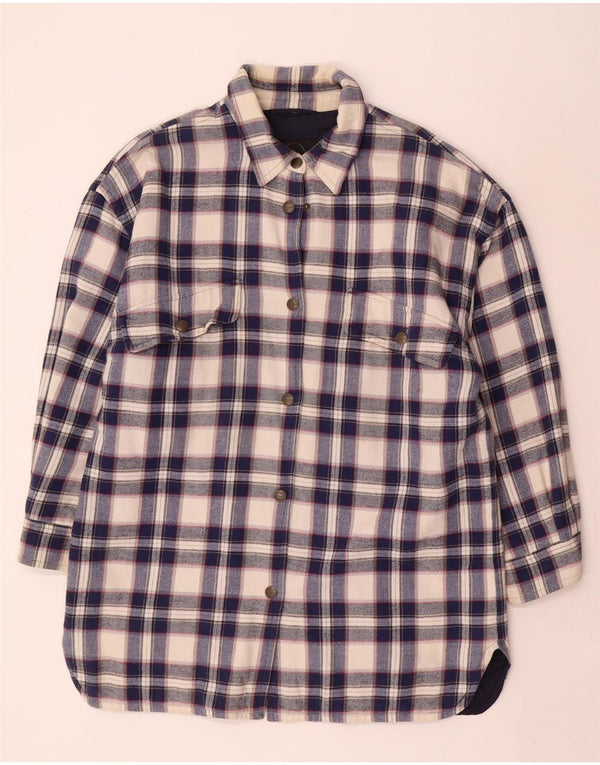 Bogner Womens Lumberjack Flannel Shirt US 14 XL Navy Blue Check Cotton