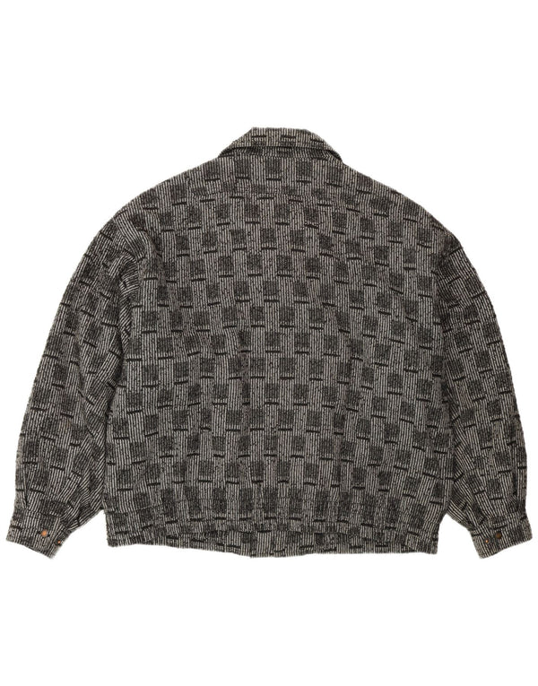 VINTAGE Mens Bomber Jacket IT 52 XL Grey Check Wool