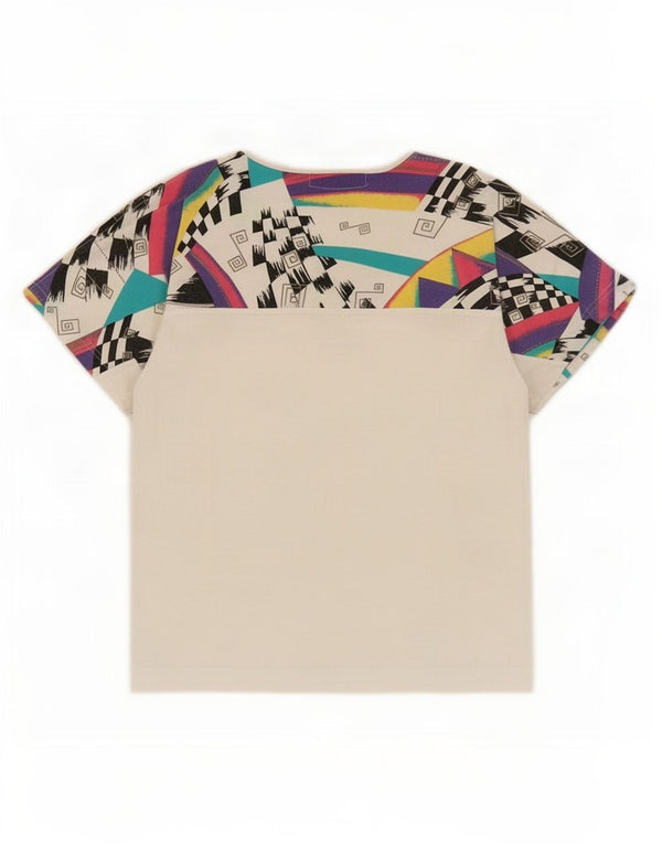 Fila Womens Graphic T-Shirt Top US 8 Medium White Geometric Cotton