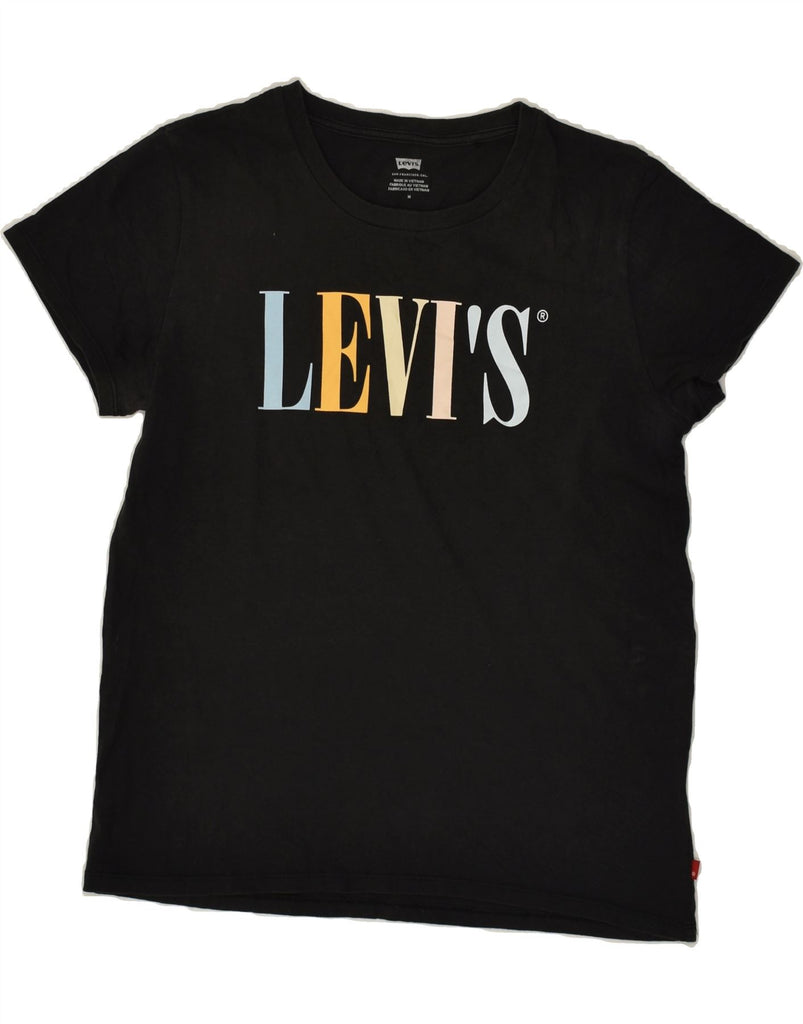 LEVI'S Womens Graphic T-Shirt Top UK 14 Medium Black | Vintage Levi's | Thrift | Second-Hand Levi's | Used Clothing | Messina Hembry 