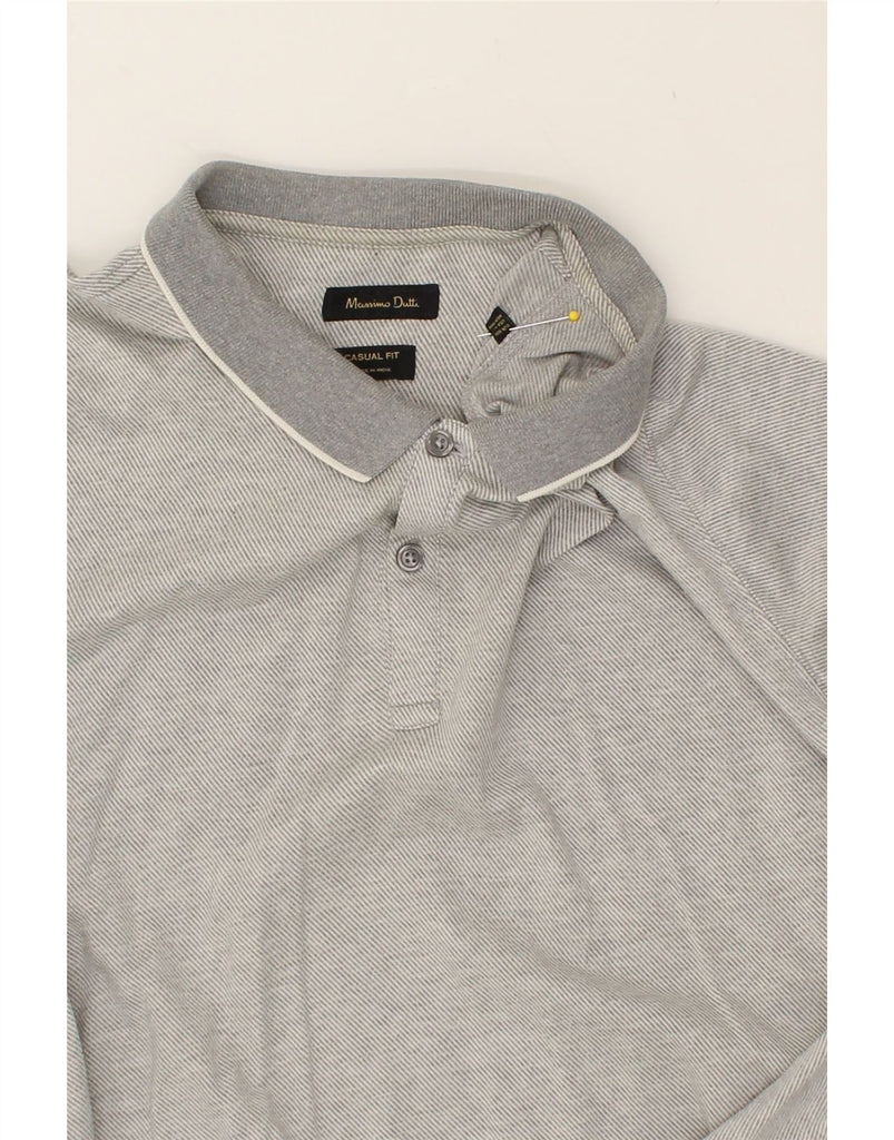 MASSIMO DUTTI Mens Casual Fit Slim Fit Long Sleeve Polo Shirt 2XL Grey | Vintage Massimo Dutti | Thrift | Second-Hand Massimo Dutti | Used Clothing | Messina Hembry 