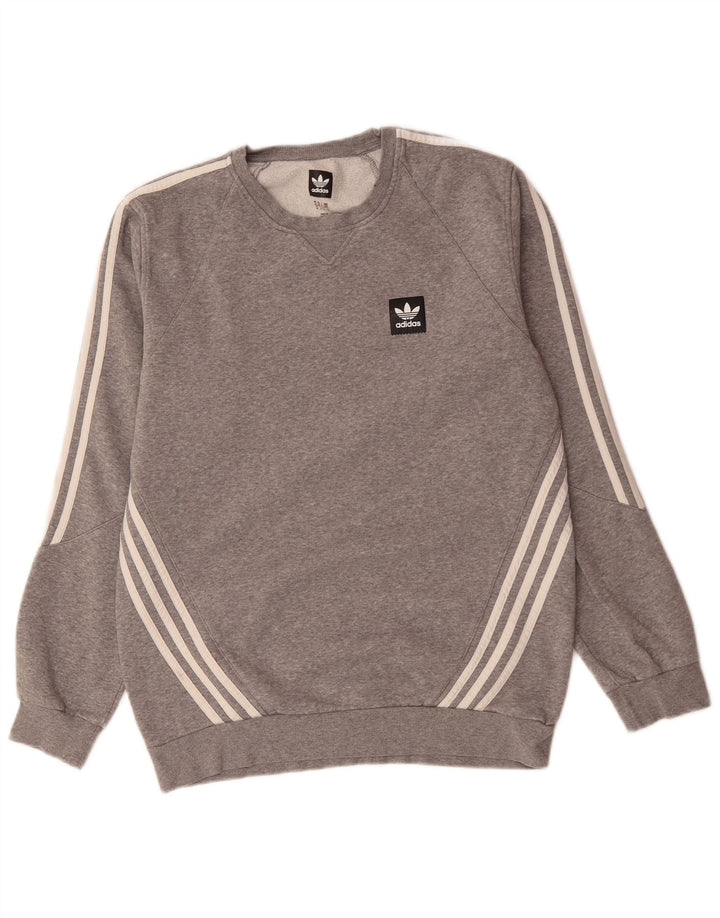 ADIDAS Mens Sweatshirt Jumper Medium Grey Cotton