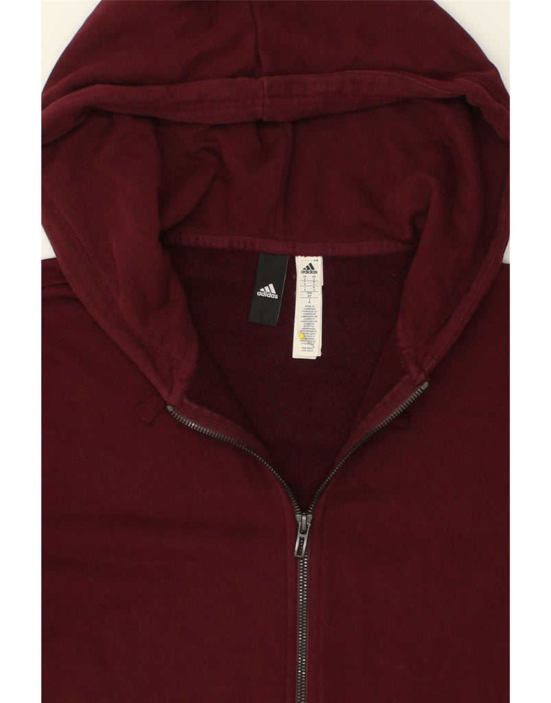 ADIDAS Mens Graphic Zip Hoodie Sweater Small Burgundy Cotton | Vintage Adidas | Thrift | Second-Hand Adidas | Used Clothing | Messina Hembry 