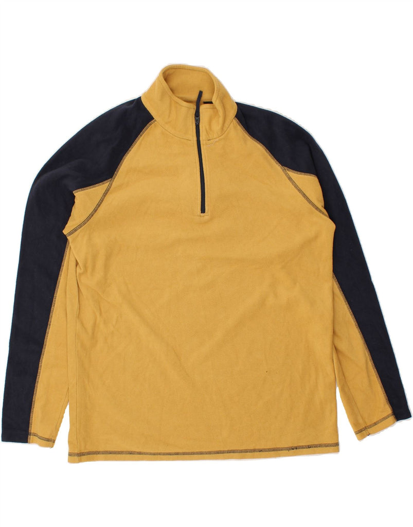 MOUNTAIN WAREHOUSE Mens Zip Neck Fleece Jumper Medium Yellow Colourblock | Vintage Mountain Warehouse | Thrift | Second-Hand Mountain Warehouse | Used Clothing | Messina Hembry 