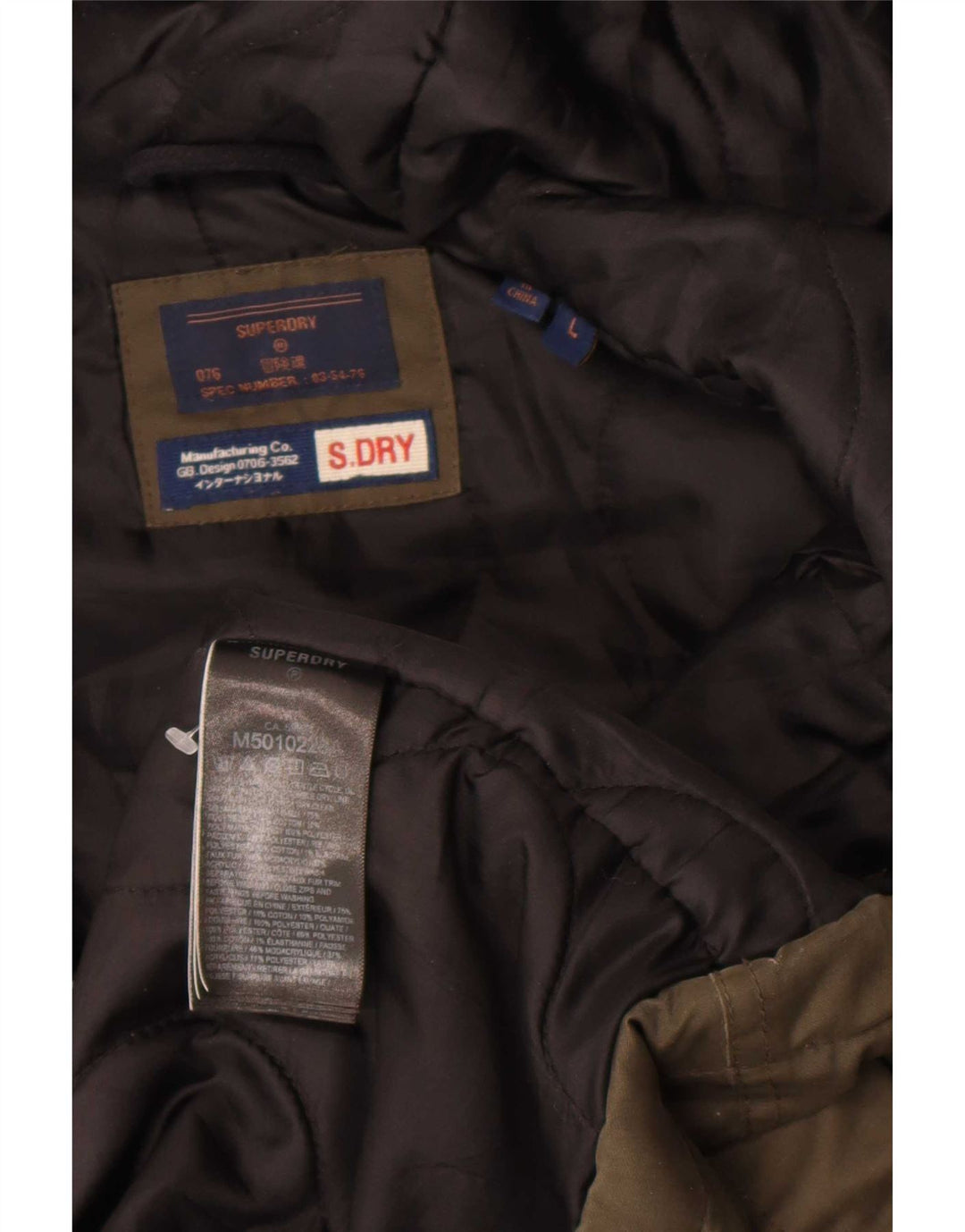 Superdry Mens Hooded Parka Jacket UK 40 Large Khaki Polyester