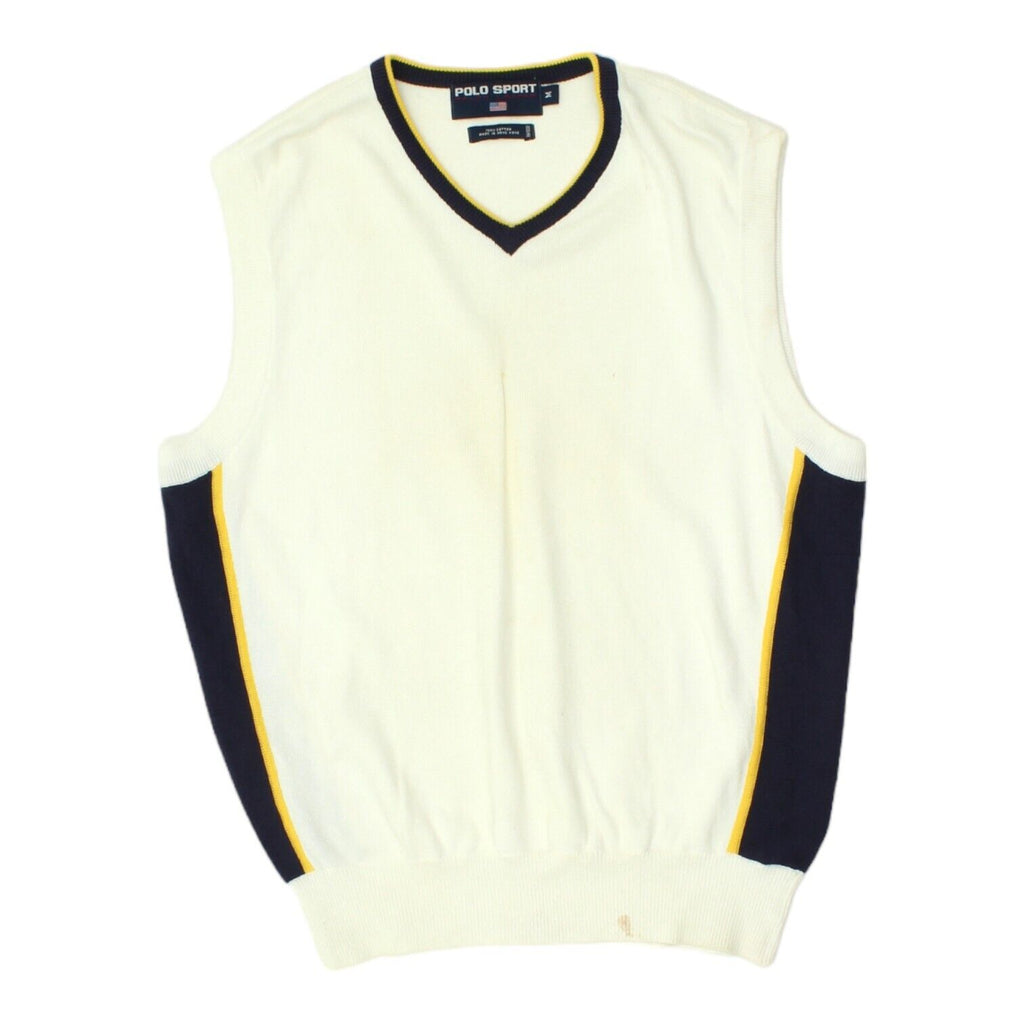 Polo Sport Mens White Sleeveless Vest | Vintage High End Designer Sweater VTG | Vintage Messina Hembry | Thrift | Second-Hand Messina Hembry | Used Clothing | Messina Hembry 