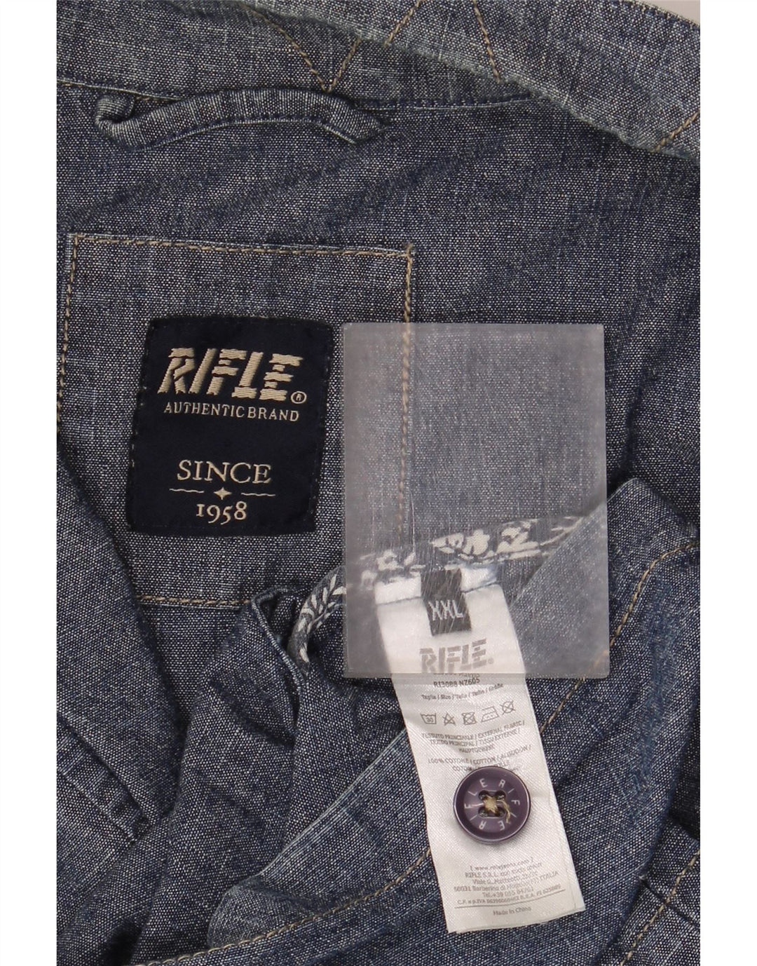 Rifle Mens Utility Jacket UK 44 2XL Navy Blue Cotton
